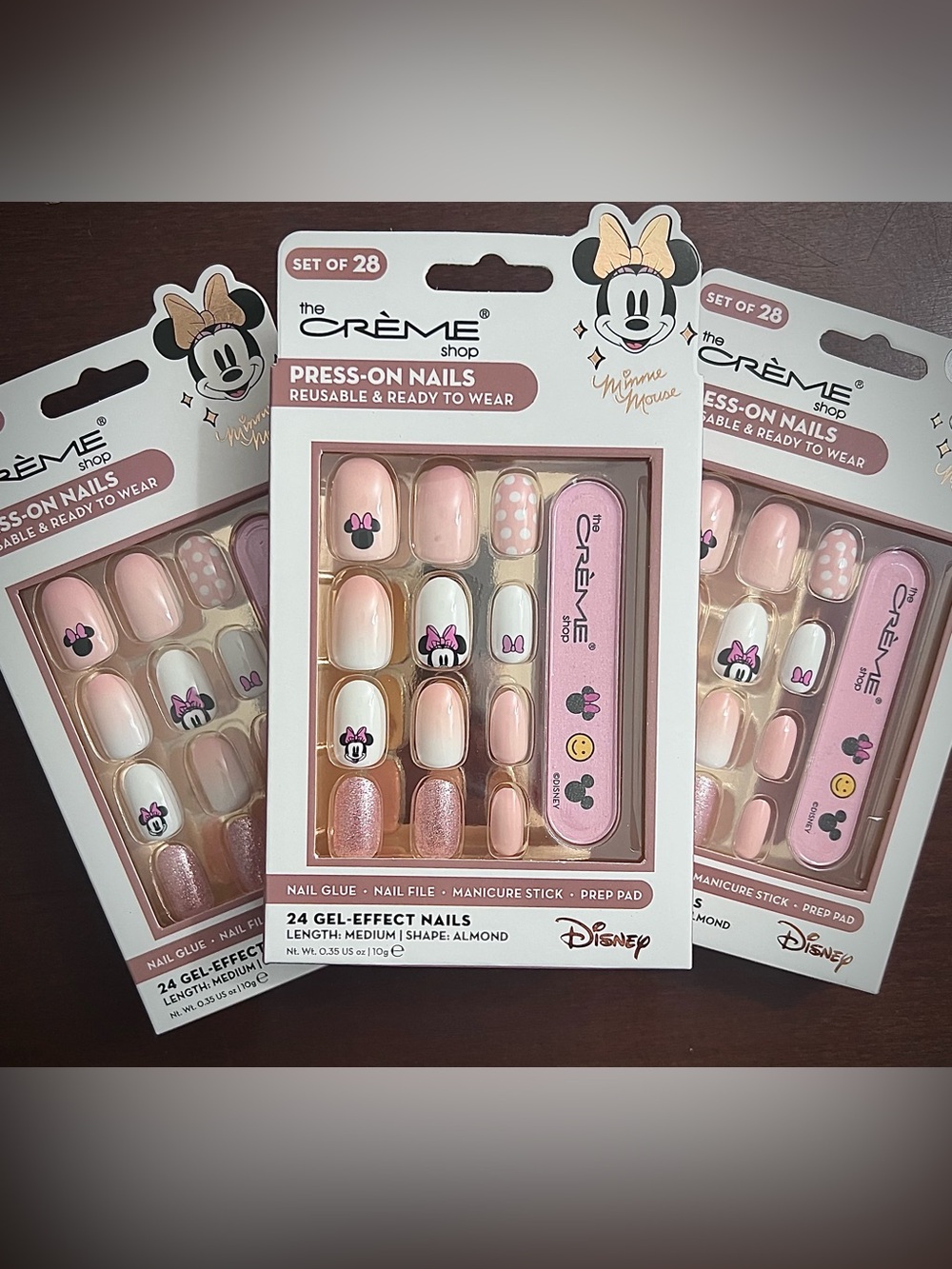 3 x Disney 🩷Minnie Mouse 🩷 Artificial Nails ~ Press on/ Glue On ⭐️Reusable⭐️